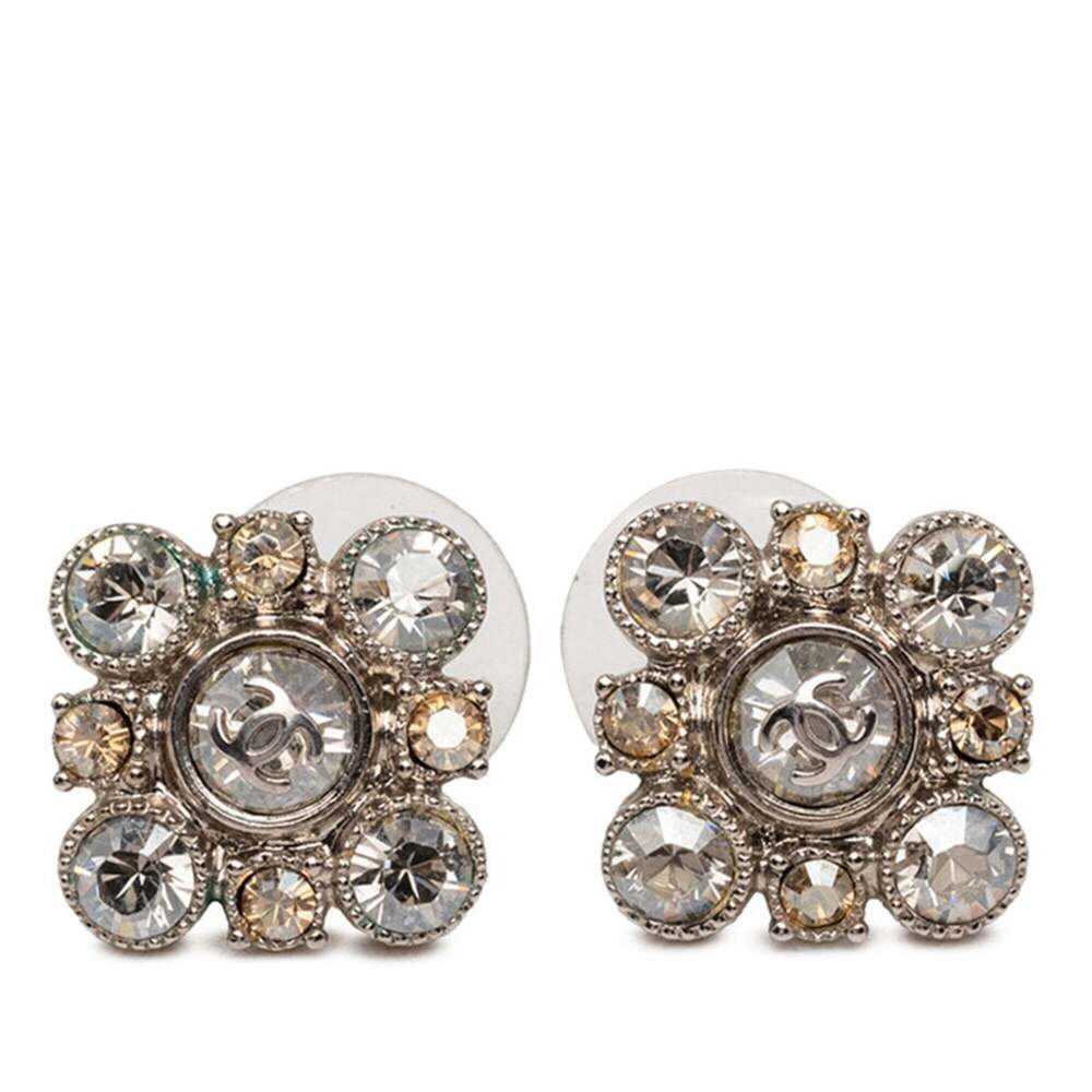 CHANEL Silver Logo Earrings